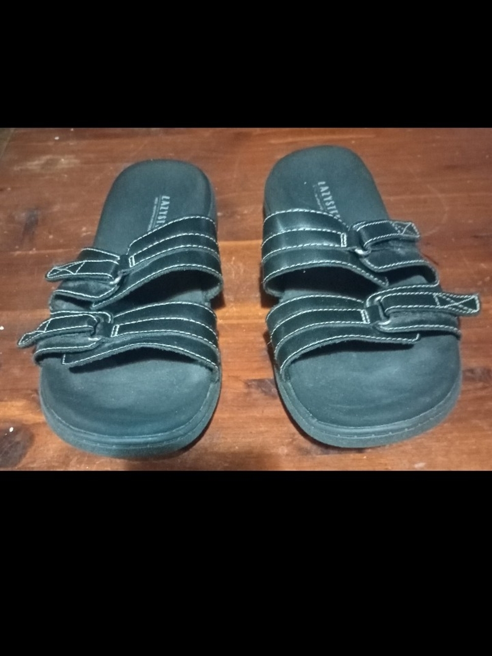 Black Slide Sandals with Adjustable Straps